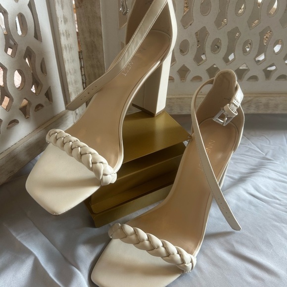 Nine West Beige Braided Strap Heels - Picture 2 of 9